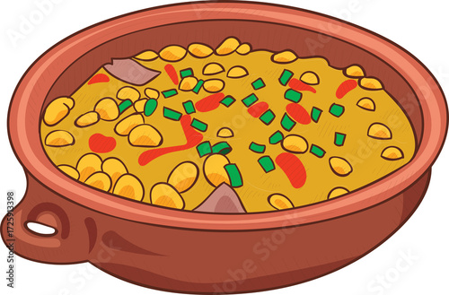 illustration of a pot of vegetable rice 