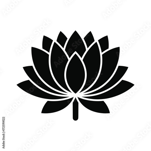Stylized black lotus flower silhouette icon