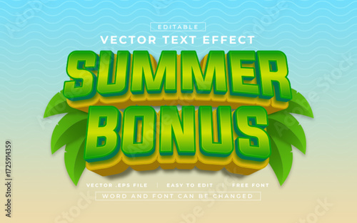 Summer Bonus 3D editable text effect style