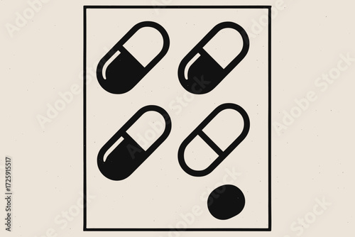 Minimalist capsule design with rectangular framing on textured background