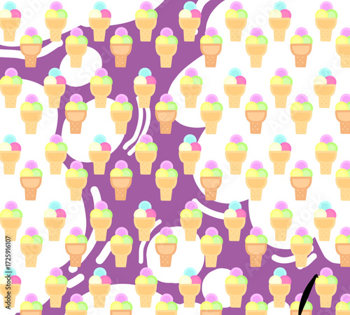 Vector purple pattern with ice creams svg sweet pink