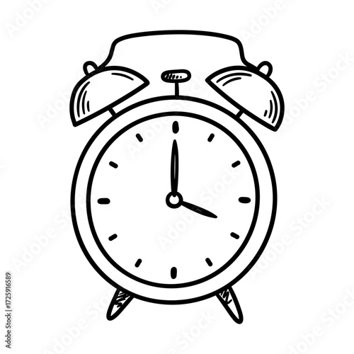 Hand Drawn Alarm Clock Doodle Sketch Time Management and Deadline Reminder Illustration