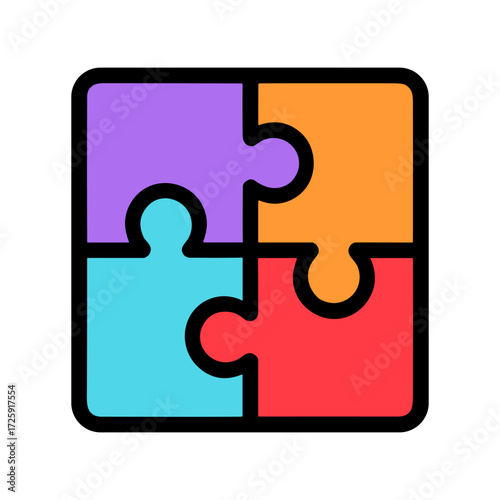 Puzzle Icon Representing Problem Solving and Collaboration