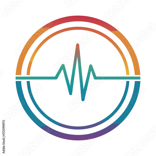 Heartbeat line inside circle health tech logo