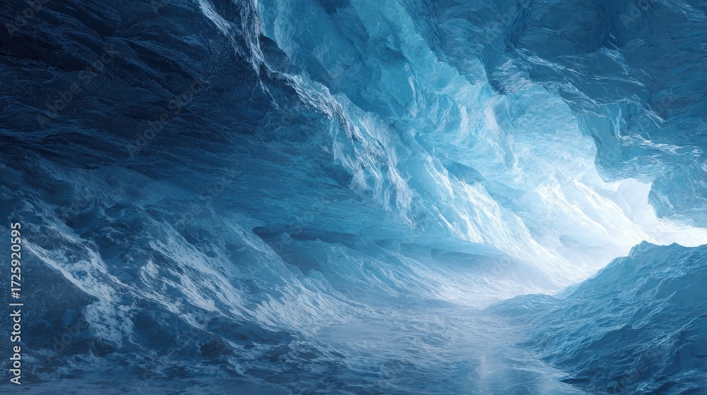 Fototapeta premium glacial ice cave abstract blue winter wonderland