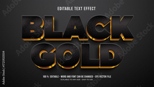 black gold editable text effect 3d premium vector