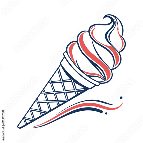 Modern flat style ice cream cone logo design