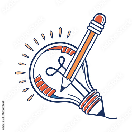 Light bulb with pencil symbolizing knowledge and creativity