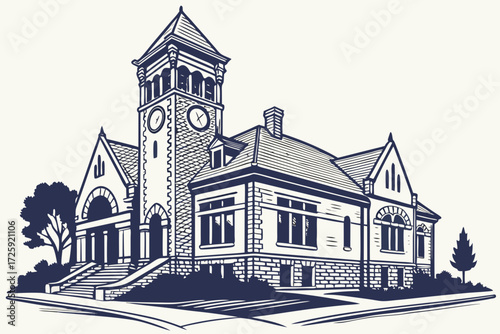 Carnegie Library of Homestead in Munhall, Pennsylvania, historic sandstone facade with clocktower