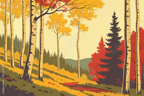 Carson National Forest in New Mexico, aspen groves glowing golden in autumn sunlight