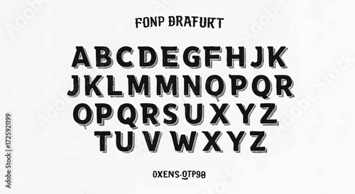 Bold display font showcasing the complete English alphabet with a unique shadow effect, perfect for retro design projects and eye-catching typography
