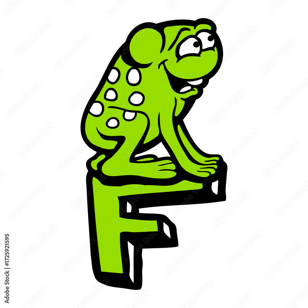 Obraz premium Letter F Frog Toad First Name ABC Learning School
