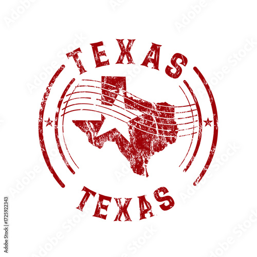 Texas state map grunge rubber stamp 