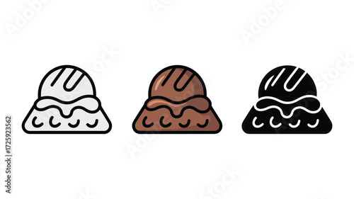 Vector art of three chocolate truffles with different flavors a delightful treat for a special occasion, perfect for dessert