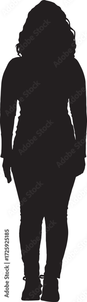 Fototapeta premium vector,silhouette of a front view of a woman standing looking at camera