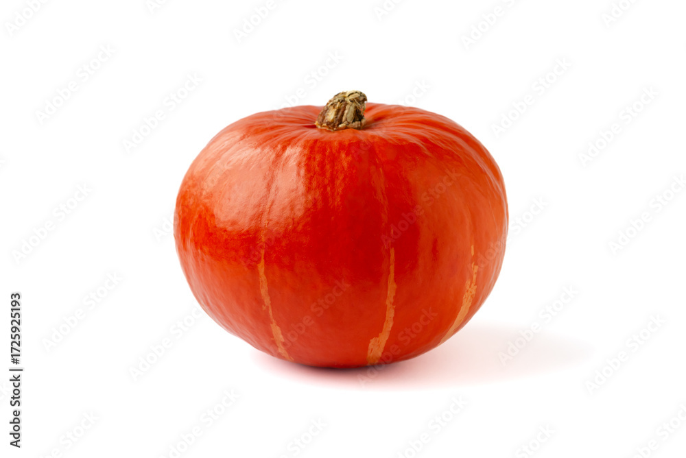 Obraz premium Fresh whole orange pumpkin isolated on white background