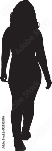 vector,silhouette of a front view of a woman walking