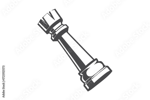 Simple black chess rook piece with solid shading on a white backdrop