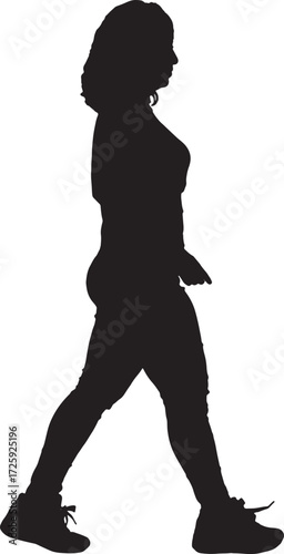 vector,silhouette of a side  view of a woman walking