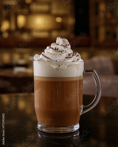 cappuccino with ice cream in a bar