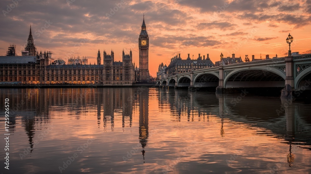 Fototapeta premium westminster bridge at sunset london uk no logos no brands ar 169
