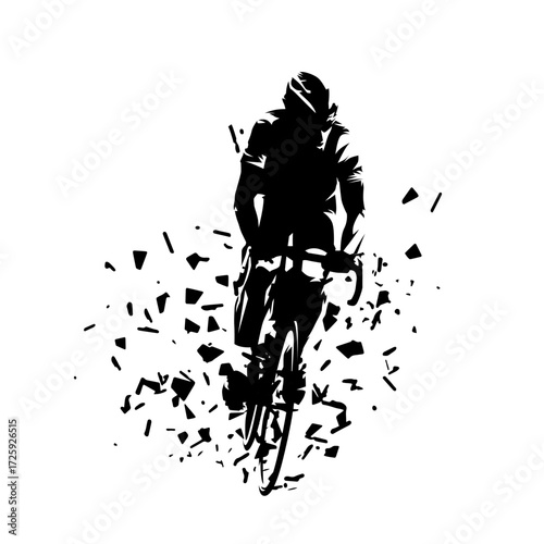 Cyclist riding bike, road cycling. Abstract isolated vector silhouette, ink drawing