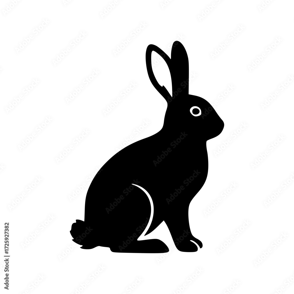 Obraz premium A simple, minimalist illustration of a black rabbit in profile