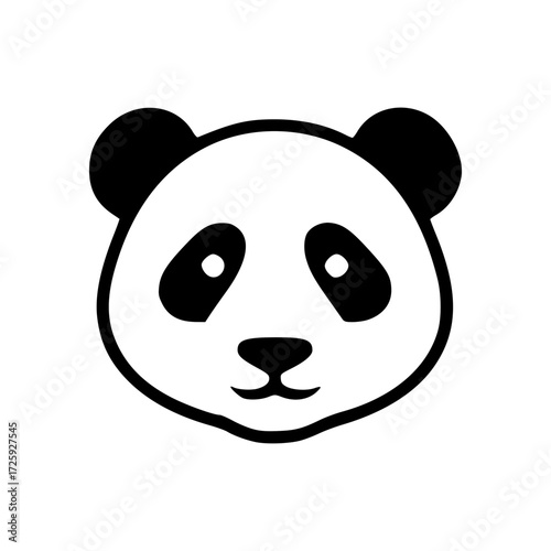 A panda face illustration with black and white. The panda's face showcases its iconic black eye patches and the overall minimalistic design