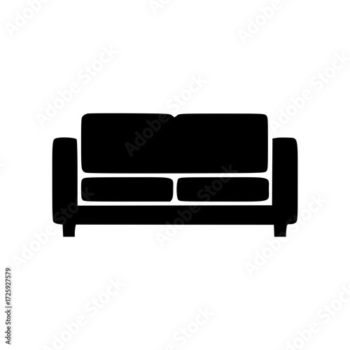 Silhouette of a modern sofa in a minimalist style, perfect for interior design concepts. The clean lines of the sofa offer a contemporary and sophisticated look.