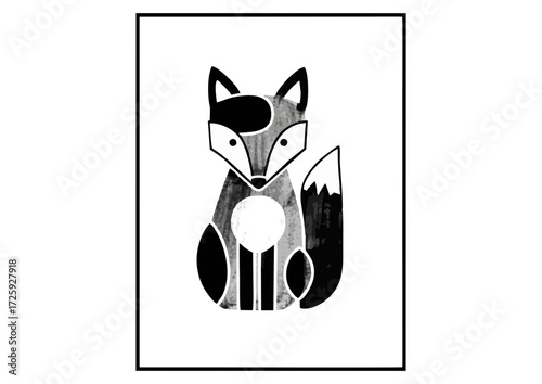 Charming fox profile with playful expression and sparkle effect on white background
