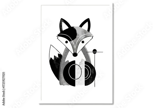 Charming fox profile with playful expression and sparkle effect on white background
