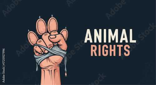 World animal day  animal rights advocacy with paw fist raised in solidarity for animal welfare and ethical treatment of animals vector