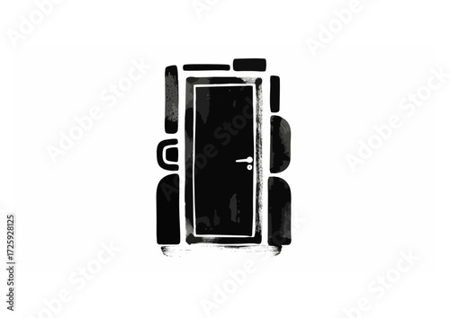 Door hinge silhouette in minimalist design for construction themes