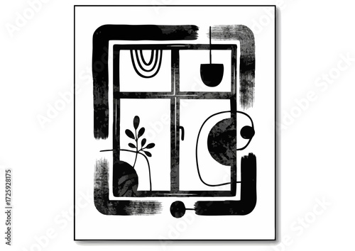 Door hinge silhouette in minimalist design for construction themes