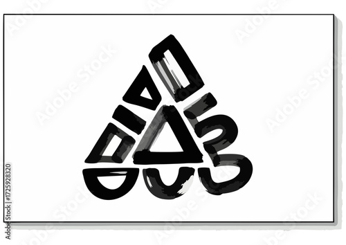 Abstract geometric shapes composition in black on white background for modern decor