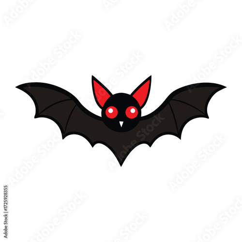 Spooky bat with glowing red eyes