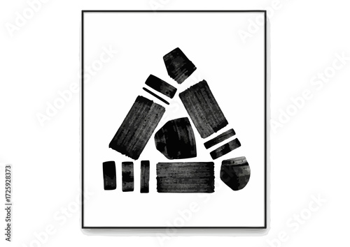 Abstract geometric shapes composition in black on white background for modern decor