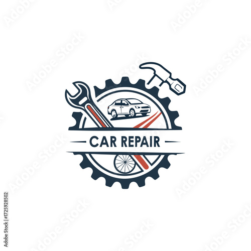Minimalist car repair vector logo for car servicing centre
