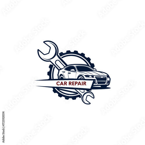 Minimalist car repair vector logo for car servicing centre