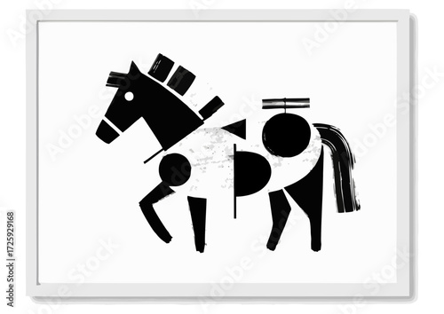 Carousel horse in a classic style, standing majestically, in bold red color