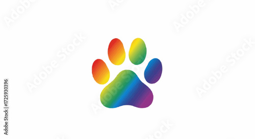 World animal day  rainbow paw print vector art illustration for animal lovers and pet adoption advocacy and lgbtq support icon vector