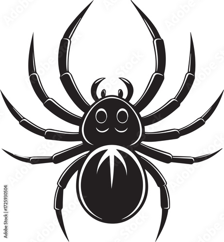 Black arachnid insect silhouette symbol on a white background for a scary Halloween vector design