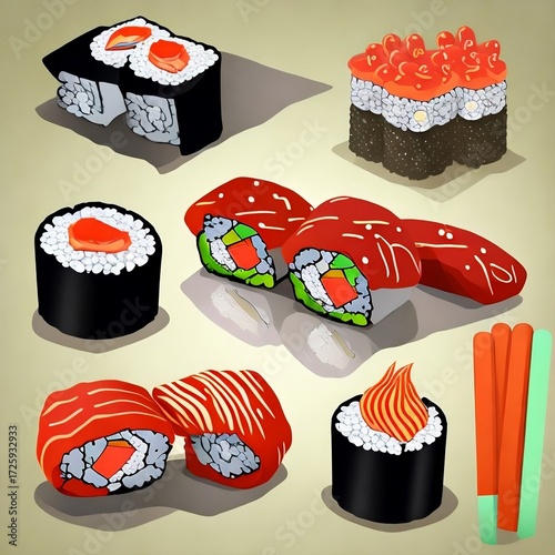 sushi vector on a plate