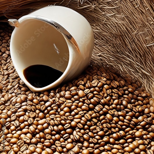 cup of coffee with beans