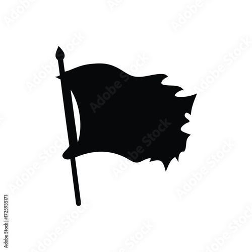 A torn pirate flag silhouette vector art illustration