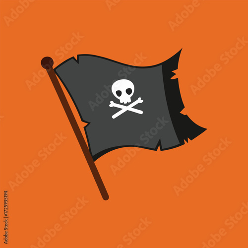 A torn pirate flag vector art illustration