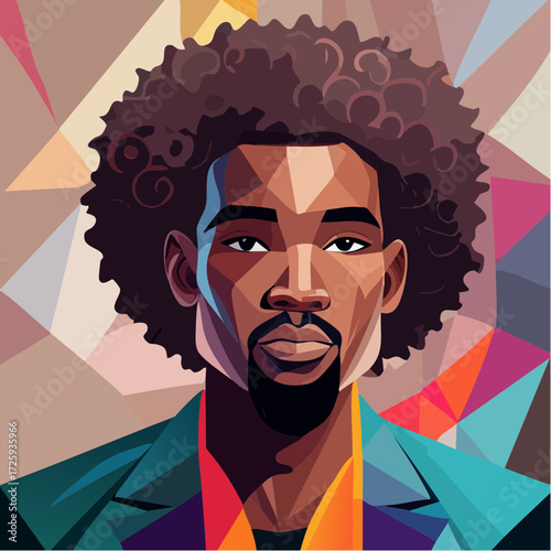 Stylish vector portrait of a cool young man with dyed bright blue hair and fashionable earrings, symbolizing modern youth culture and unique personality