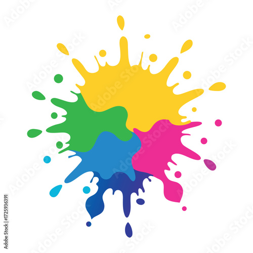 Colorful paint splashes and blots a vibrant, creative concept	