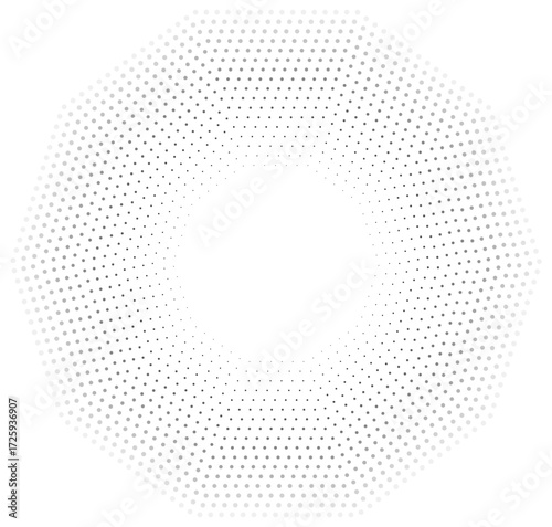 Polygon frame with 18 concentric dotted lines varying in thickness from inside thinner to outside thicker with gradient from center outward.