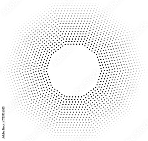 Polygon frame with 18 concentric dotted thick lines of equal thickness with gradient from center outward.